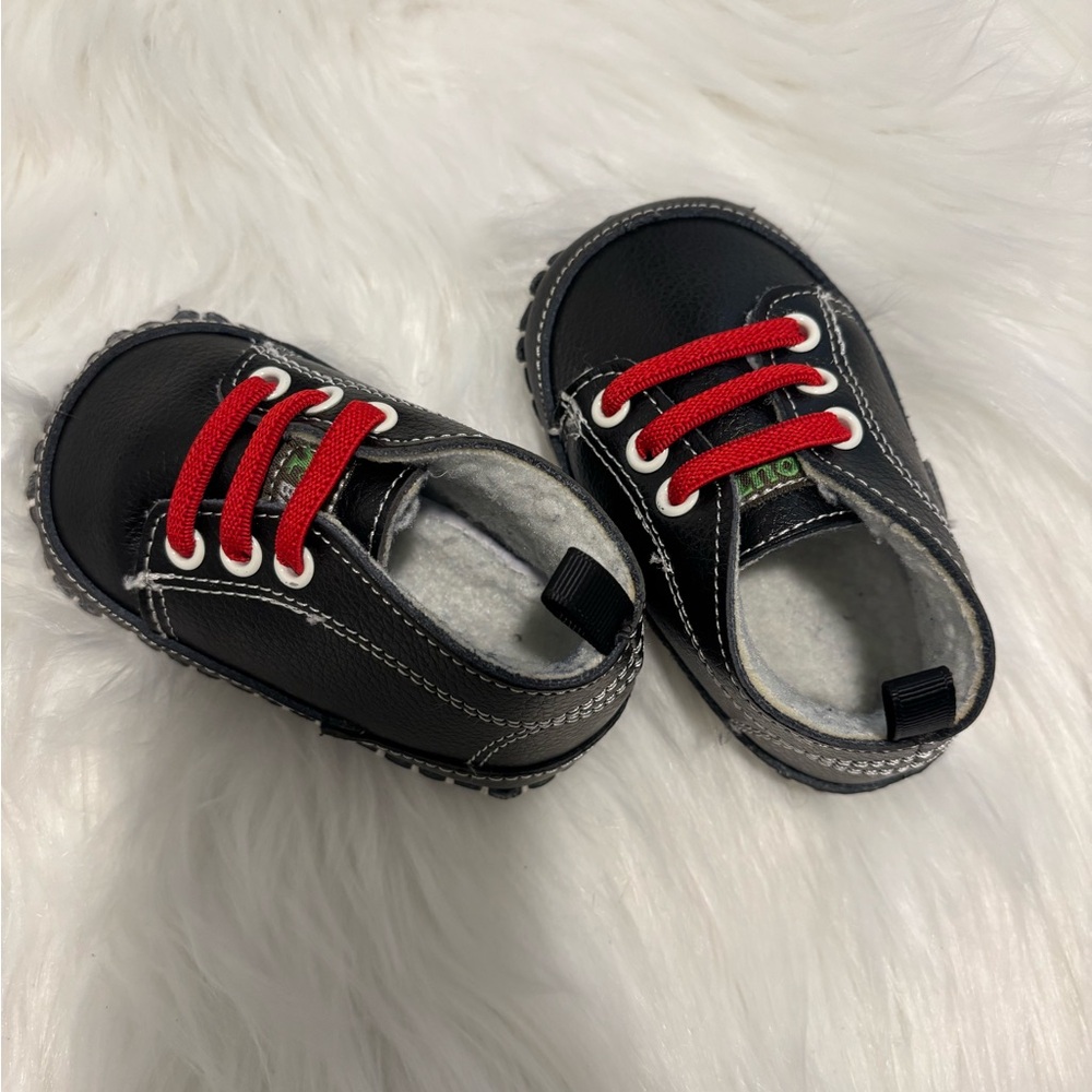 Stylish Black Kids Shoes with Red Laces